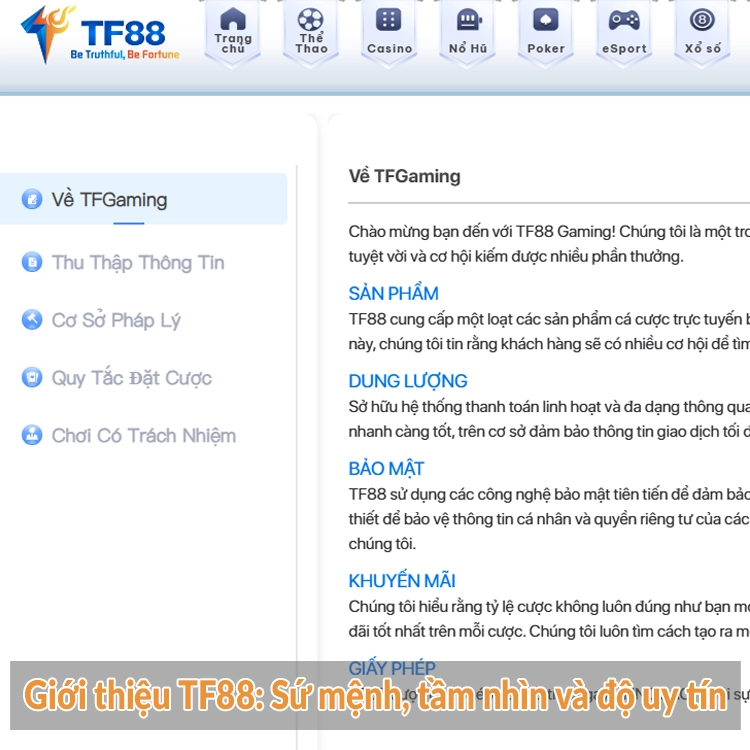 Giới thiệu TF88: Sứ mệnh, tầm nhìn và độ uy tín