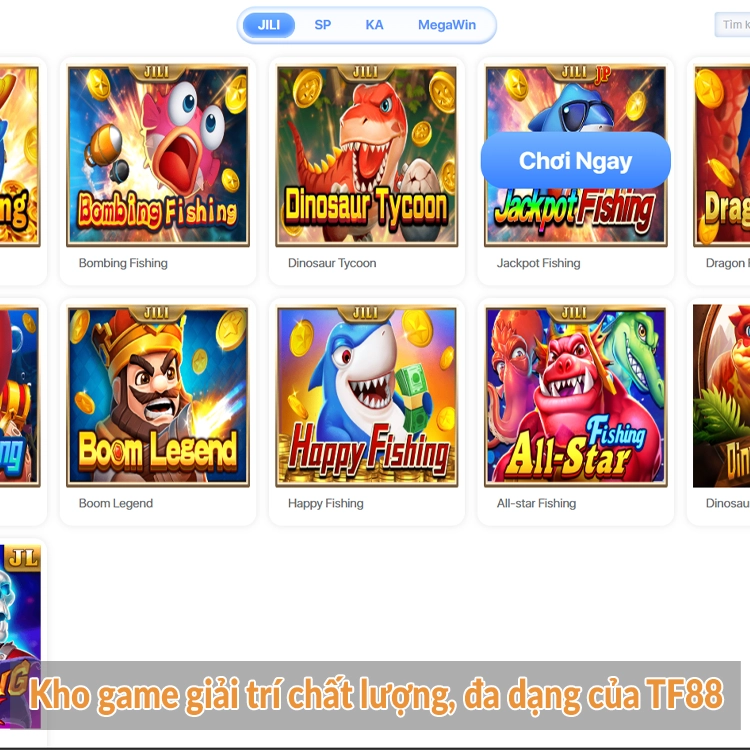 Kho game giải trí chất lượng, đa dạng của TF88